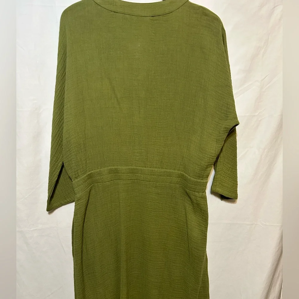 NWT‎ SOFT SURROUNDINGS Drina Gauze Button Front Midi Dress Fern Green Sz Medium - Picture 5 of 12